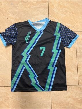 The Locker Room Black Athletic Jersey with Teal & Blue Accents